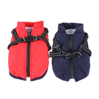 HKM-196755 Cozy Thick Dog Vest for Autumn and Winter - Warm Polyester Apparel in Red and Navy Blue, Sizes S to XXL