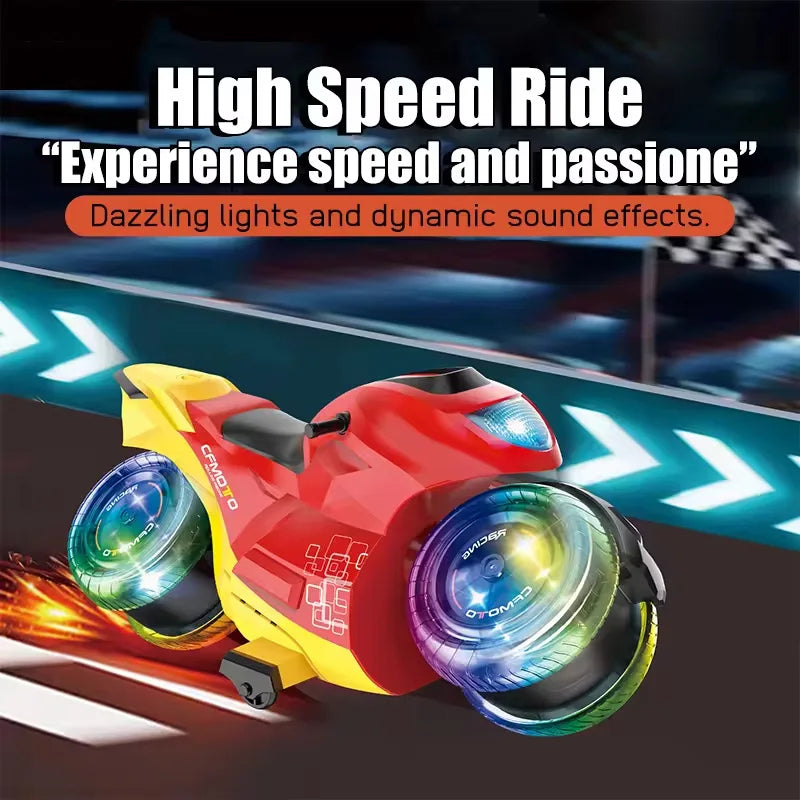 HKM-196819 Remote Control Stunt Motorcycle with Lights and Music, Gesture Sensing, 1/16 Scale, Indoor/Outdoor Fun