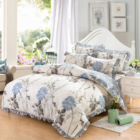 HKM-196883 Floral Pattern Padded Cotton Non-Slip Bed Skirt Set for Multiple Bed Sizes