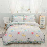 HKM-196883 Floral Pattern Padded Cotton Non-Slip Bed Skirt Set for Multiple Bed Sizes
