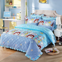 HKM-196883 Floral Pattern Padded Cotton Non-Slip Bed Skirt Set for Multiple Bed Sizes