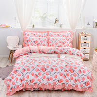 HKM-196883 Floral Pattern Padded Cotton Non-Slip Bed Skirt Set for Multiple Bed Sizes