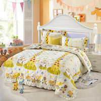 HKM-196883 Floral Pattern Padded Cotton Non-Slip Bed Skirt Set for Multiple Bed Sizes