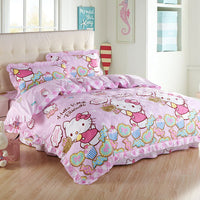 HKM-196883 Floral Pattern Padded Cotton Non-Slip Bed Skirt Set for Multiple Bed Sizes