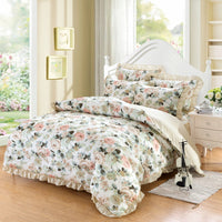 HKM-196883 Floral Pattern Padded Cotton Non-Slip Bed Skirt Set for Multiple Bed Sizes