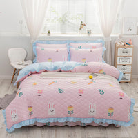 HKM-196883 Floral Pattern Padded Cotton Non-Slip Bed Skirt Set for Multiple Bed Sizes