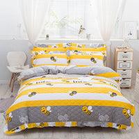 HKM-196883 Floral Pattern Padded Cotton Non-Slip Bed Skirt Set for Multiple Bed Sizes