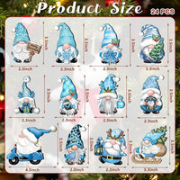 HKM-197011 24-Piece Wooden Christmas Hanging Ornaments Set, Dwarf and Truck Designs