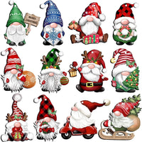 HKM-197011 24-Piece Wooden Christmas Hanging Ornaments Set, Dwarf and Truck Designs