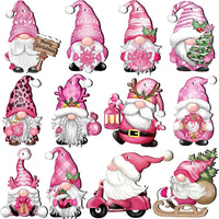 HKM-197011 24-Piece Wooden Christmas Hanging Ornaments Set, Dwarf and Truck Designs