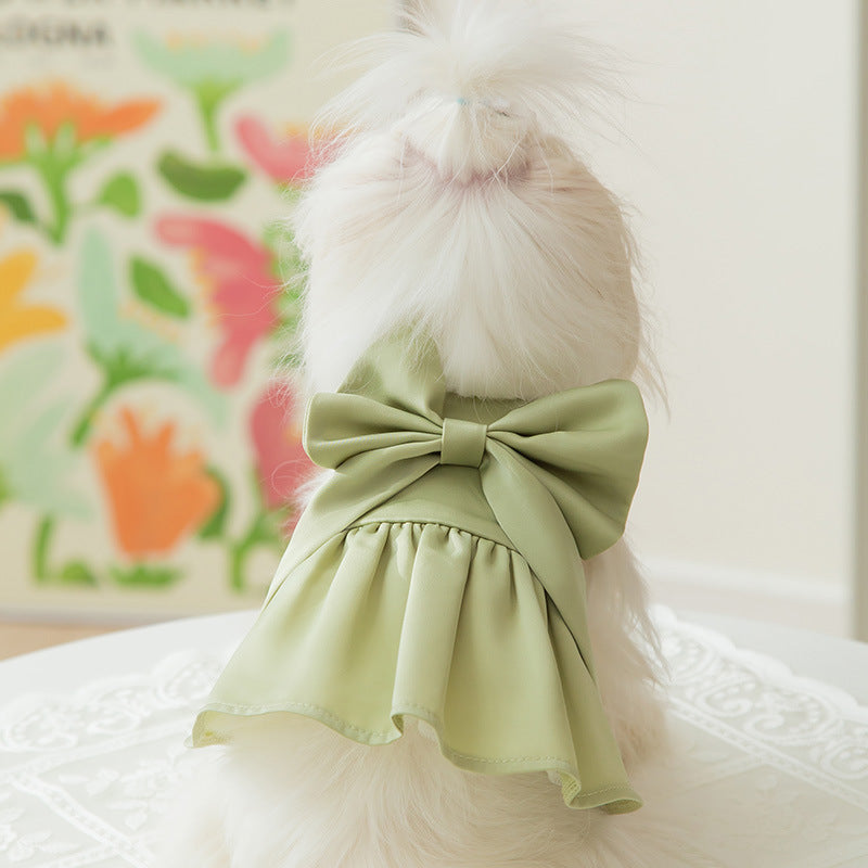 HKM-197011 Thin Breathable Satin Princess Skirt for Small Dogs - Green and Multi-Color Options Available