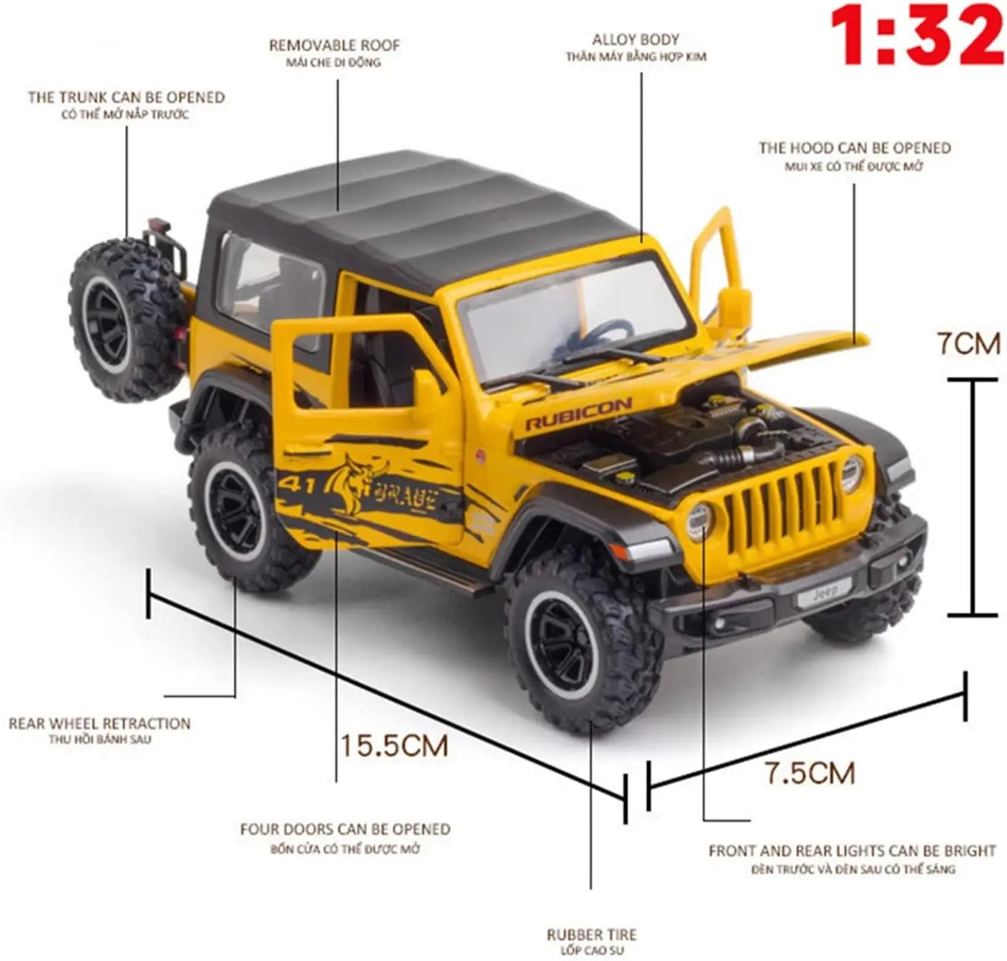 HKM-197203 Diecast Alloy Model Car - 1:32 Scale Metal Vehicle for Kids, Ages 2-13