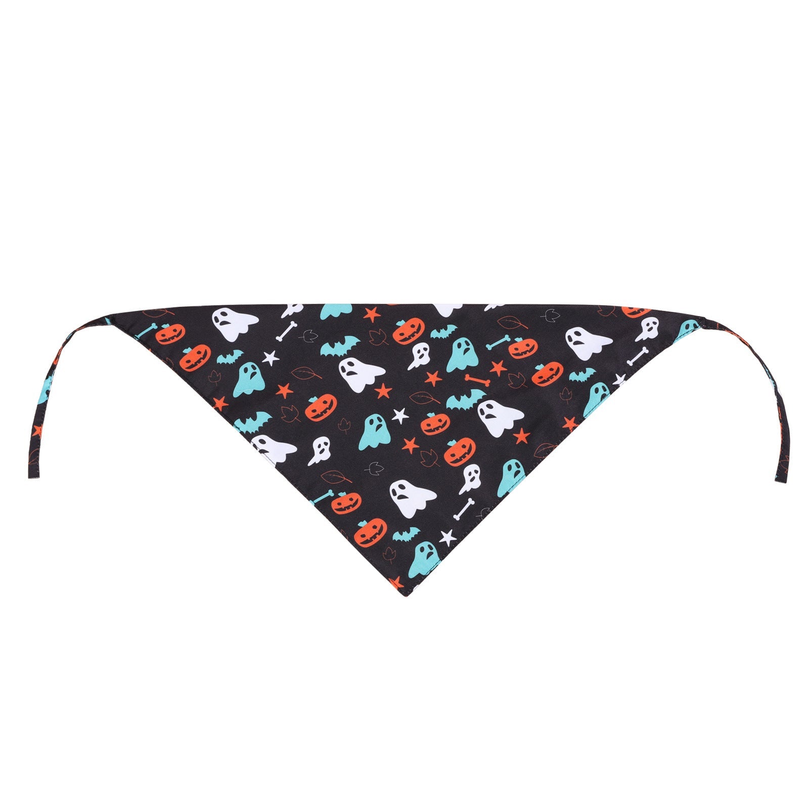 HKM-197267 Customizable Halloween Pet Triangle Scarf with Ghost Festival Lace in Black and Purple