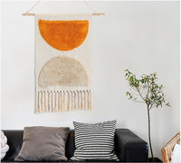 HKM-197395 Hand-Woven Nordic Tapestry Decoration in Cotton and Linen with Tassels - 50x70cm