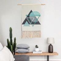 HKM-197395 Hand-Woven Nordic Tapestry Decoration in Cotton and Linen with Tassels - 50x70cm