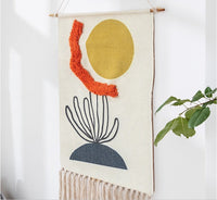 HKM-197395 Hand-Woven Nordic Tapestry Decoration in Cotton and Linen with Tassels - 50x70cm