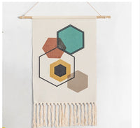 HKM-197395 Hand-Woven Nordic Tapestry Decoration in Cotton and Linen with Tassels - 50x70cm