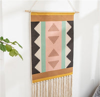 HKM-197395 Hand-Woven Nordic Tapestry Decoration in Cotton and Linen with Tassels - 50x70cm