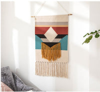 HKM-197395 Hand-Woven Nordic Tapestry Decoration in Cotton and Linen with Tassels - 50x70cm