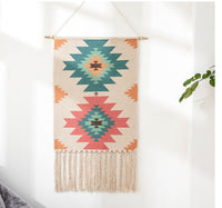 HKM-197395 Hand-Woven Nordic Tapestry Decoration in Cotton and Linen with Tassels - 50x70cm