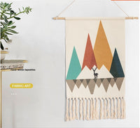 HKM-197395 Hand-Woven Nordic Tapestry Decoration in Cotton and Linen with Tassels - 50x70cm