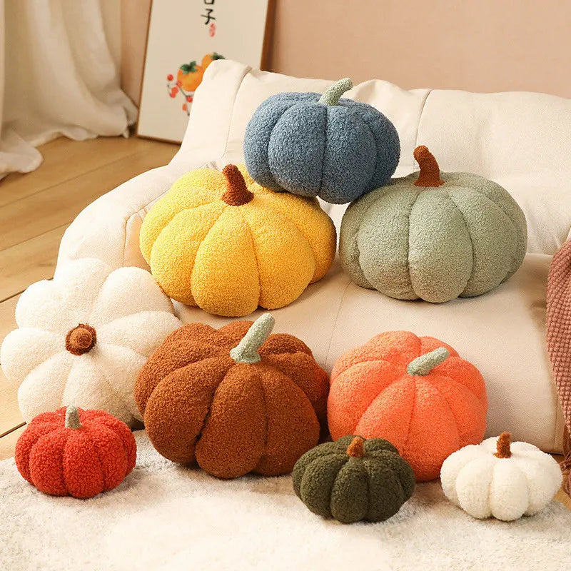 KTX-197395 Plush Pumpkin Stuffed Pillow - Soft Velvet Cushion for Kids 2 Years & Up - Various Heights Available