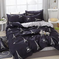 HKM-197395 Washed Cotton Four-Piece Quilt Cover Set for Twin to King Beds