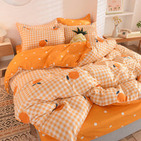 HKM-197395 Washed Cotton Four-Piece Quilt Cover Set for Twin to King Beds