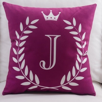 HKM-197459 Modern Cotton Velvet Letter Pillowcase - Plush Filling, 45x45cm, Multiple Colors Available