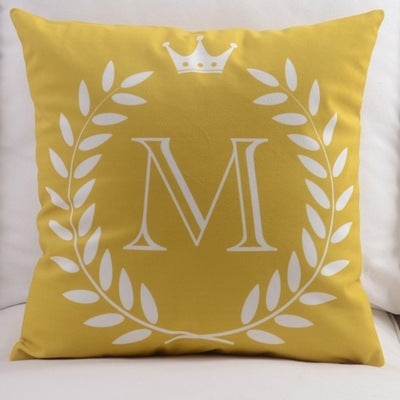 HKM-197459 Modern Cotton Velvet Letter Pillowcase - Plush Filling, 45x45cm, Multiple Colors Available
