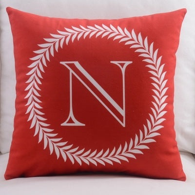 HKM-197459 Modern Cotton Velvet Letter Pillowcase - Plush Filling, 45x45cm, Multiple Colors Available