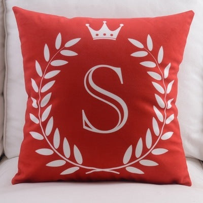 HKM-197459 Modern Cotton Velvet Letter Pillowcase - Plush Filling, 45x45cm, Multiple Colors Available