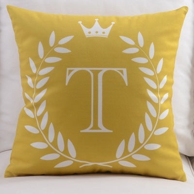 HKM-197459 Modern Cotton Velvet Letter Pillowcase - Plush Filling, 45x45cm, Multiple Colors Available