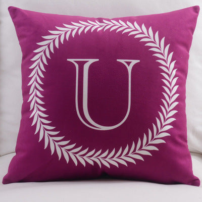 HKM-197459 Modern Cotton Velvet Letter Pillowcase - Plush Filling, 45x45cm, Multiple Colors Available