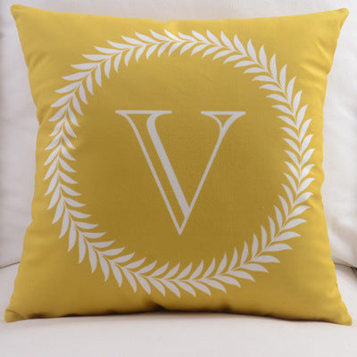 HKM-197459 Modern Cotton Velvet Letter Pillowcase - Plush Filling, 45x45cm, Multiple Colors Available