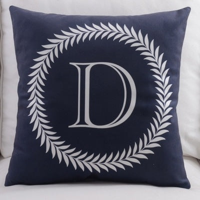 HKM-197459 Modern Cotton Velvet Letter Pillowcase - Plush Filling, 45x45cm, Multiple Colors Available