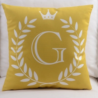 HKM-197459 Modern Cotton Velvet Letter Pillowcase - Plush Filling, 45x45cm, Multiple Colors Available