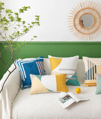 HKM-197523 Solid Color Daisy Embroidered Sofa Cushion Cover - 45x45cm & 30x50cm Sizes
