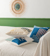 HKM-197523 Solid Color Daisy Embroidered Sofa Cushion Cover - 45x45cm & 30x50cm Sizes
