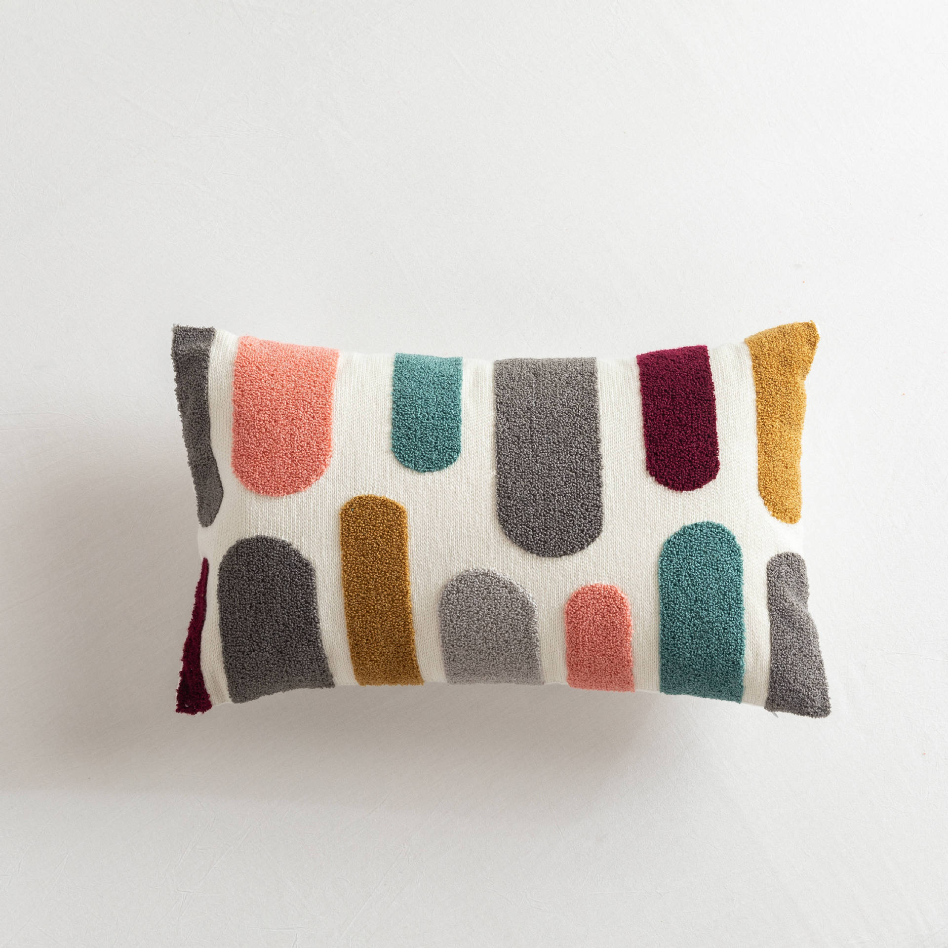 HKM-197523 Solid Color Daisy Embroidered Sofa Cushion Cover - 45x45cm & 30x50cm Sizes