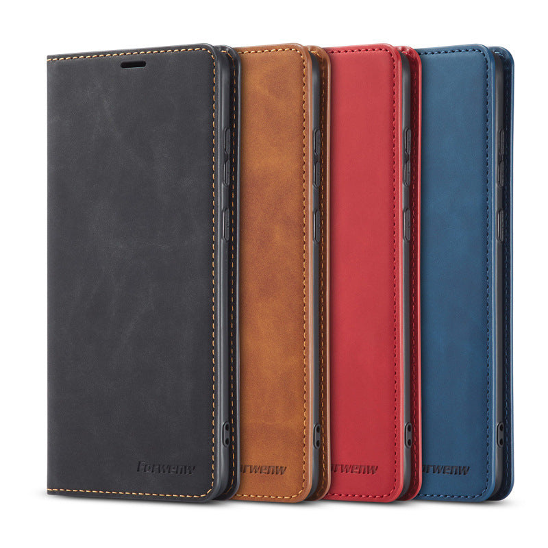 HKM-197651 Magnetic Flip Type Clamshell Card Holder - Imitation Leather Business Design