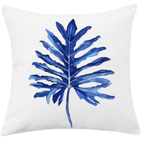 HKM-197779 Mediterranean Blue Cotton and Linen Square Pillow with Geometric Pattern - 45x45cm