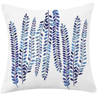 HKM-197779 Mediterranean Blue Cotton and Linen Square Pillow with Geometric Pattern - 45x45cm