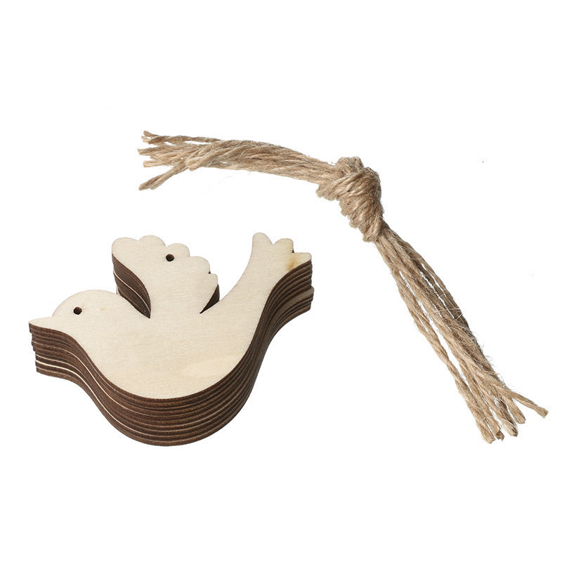 HKM-197843 Wooden Christmas Pendant Ornaments - Handmade Boxwood Figures for Festive Decor