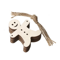 HKM-197843 Wooden Christmas Pendant Ornaments - Handmade Boxwood Figures for Festive Decor