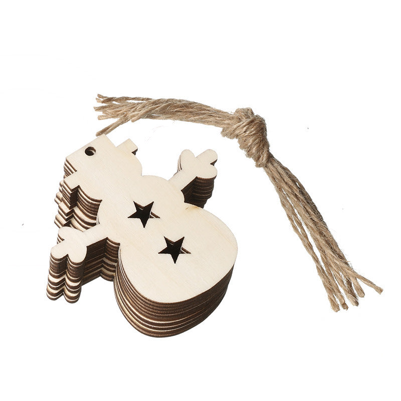 HKM-197843 Wooden Christmas Pendant Ornaments - Handmade Boxwood Figures for Festive Decor