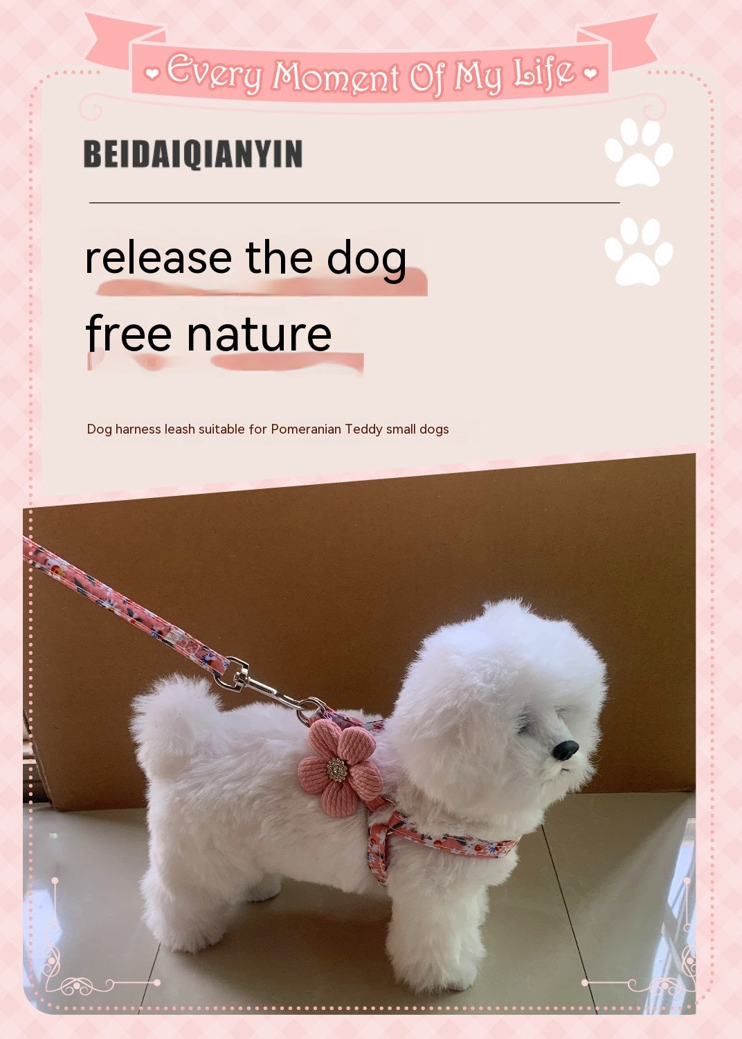 HKM-197907 Adjustable Pet Chest Strap with Traction Rope for Cats - Various Colors Available