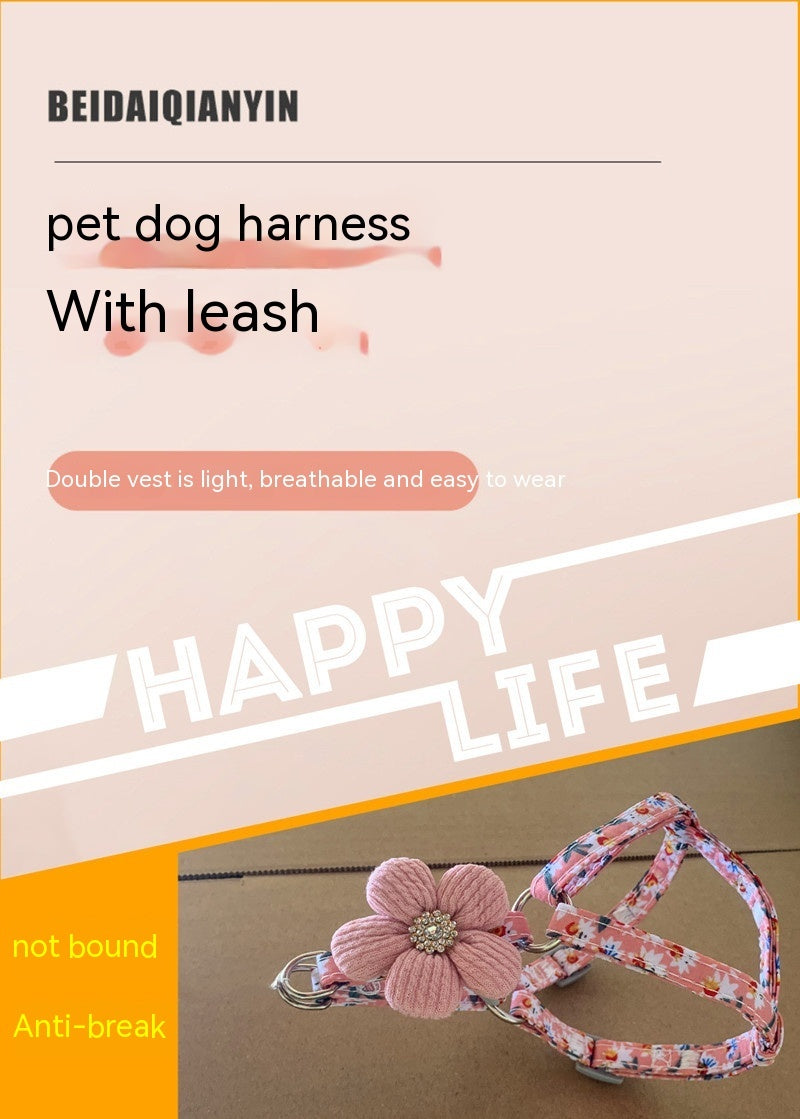 HKM-197907 Adjustable Pet Chest Strap with Traction Rope for Cats - Various Colors Available
