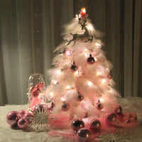 HKM-198163 Pink Feather LED Desktop Christmas Tree Decoration - 30cm Holiday Ornament
