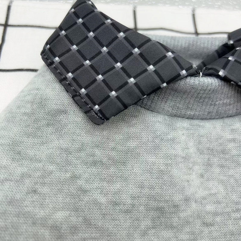 HKM-198291 Detachable Collar Thin Velvet Dog Hoodie - Casual Pet Apparel in Gray, Beige, and Dark Gray